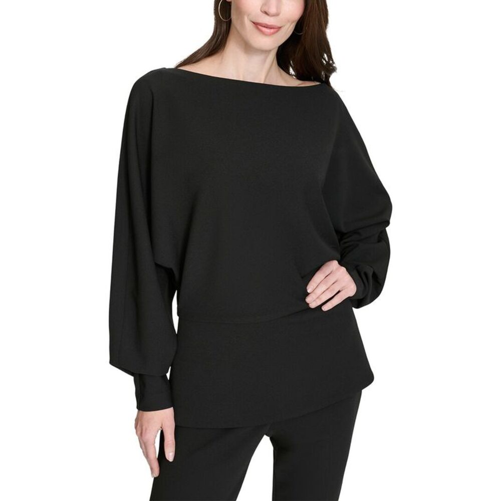 Halston Womens  Long Sleeve Dolman Blouse